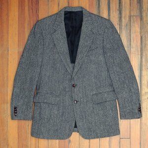 Gray Herringbone Harris Tweed Jacket - Donegal Blazer Sport Coat Wool Preppy Tra